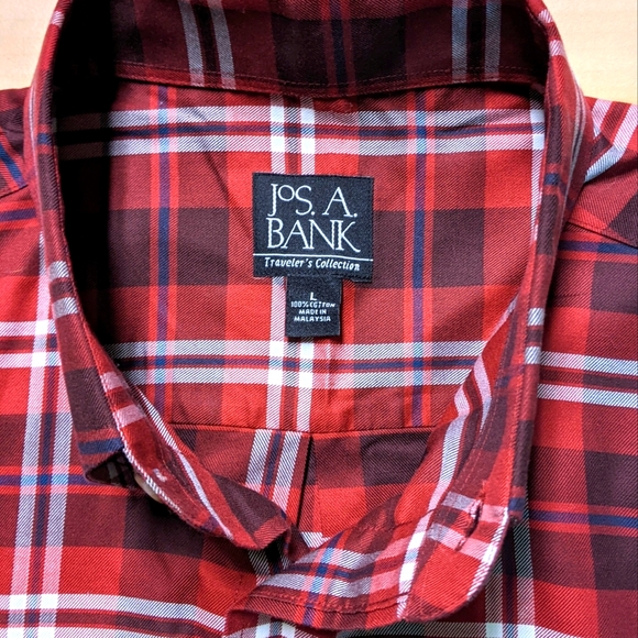 Jos. A. Bank Traveler's Collection Red Plaid Shirt - Picture 3 of 5